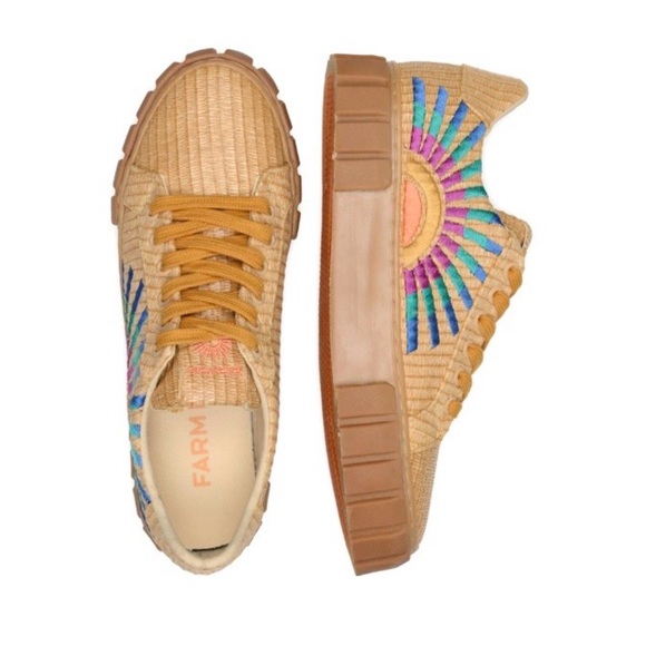 NEW FARM Rio Rainbow Island Platform Sneaker Tennis Shoe Natural Weave Sun EU 42 - Picture 3 of 13